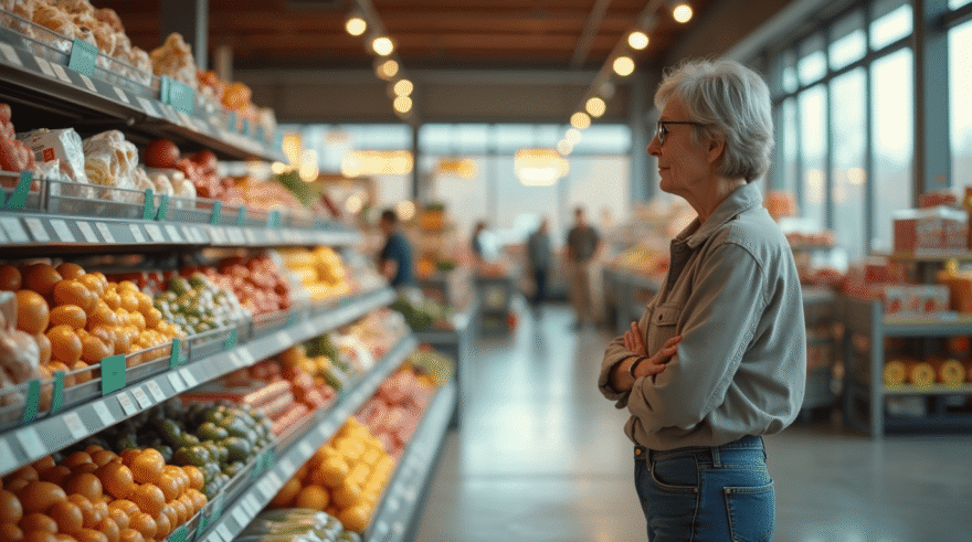 Eine Frau im Supermarkt