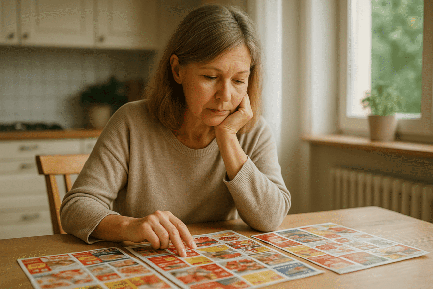 Eine Frau vergleicht Supermarktpreise
