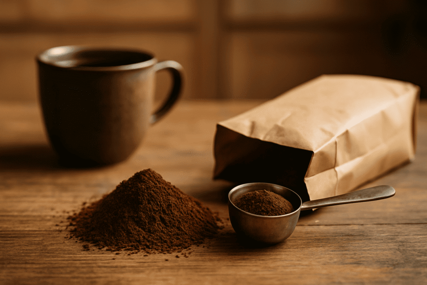 Gemahlener Kaffee auf dem Tisch
