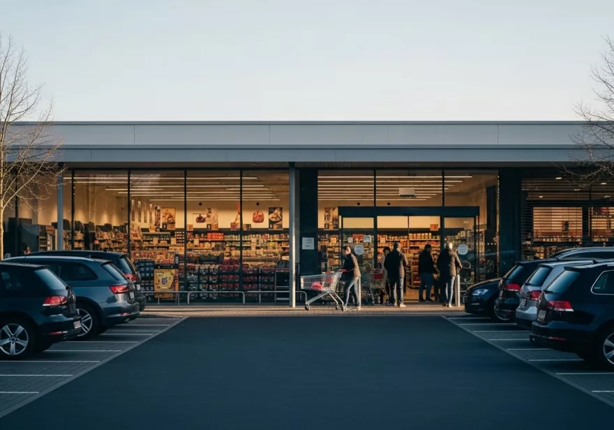 Ein Supermarkt von außen