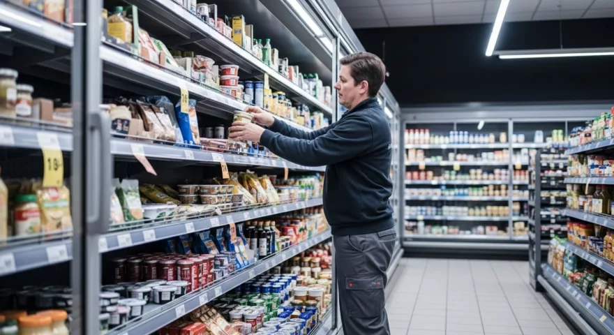 Ein Supermarktmitarbeiter.