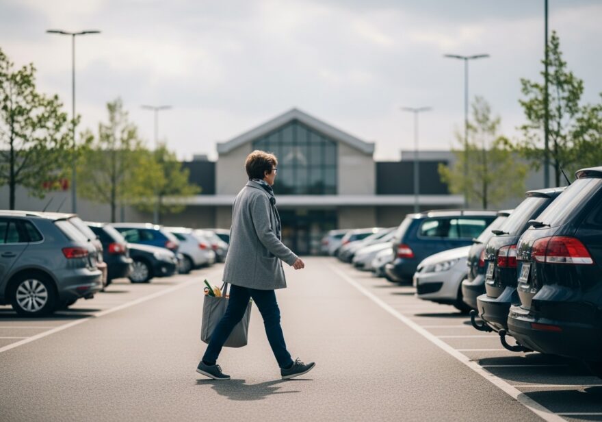 Ein Supermarktparkplatz