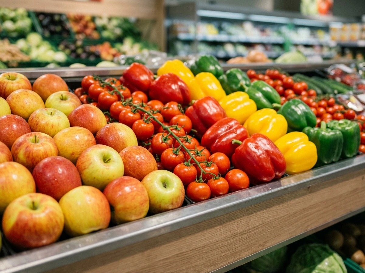 Obstregal im Supermarkt
