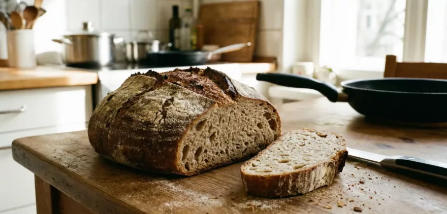 Ein Brot auf dem Küchentisch