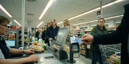 Eine Einkaufsszene im Supermarkt