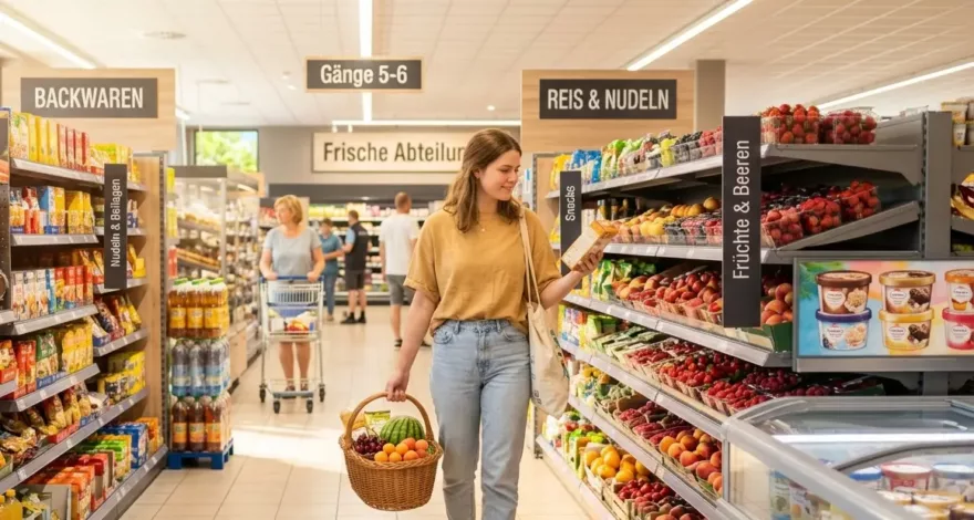 Eine junge Frau im Supermarkt